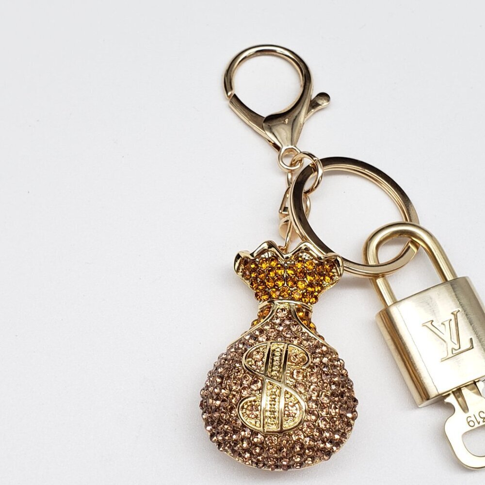 Authentic Louis Vuitton Padlock & Key Gold ✨Unbranded Bag Charm Keychain - Picture 5 of 8